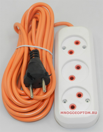 Сетевой удлинитель РС-3 оранжевый провод ПВС 2х0.75 5 м 30