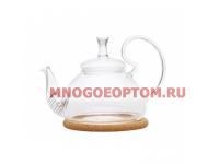 Стеклянный заварочный чайник Георгин